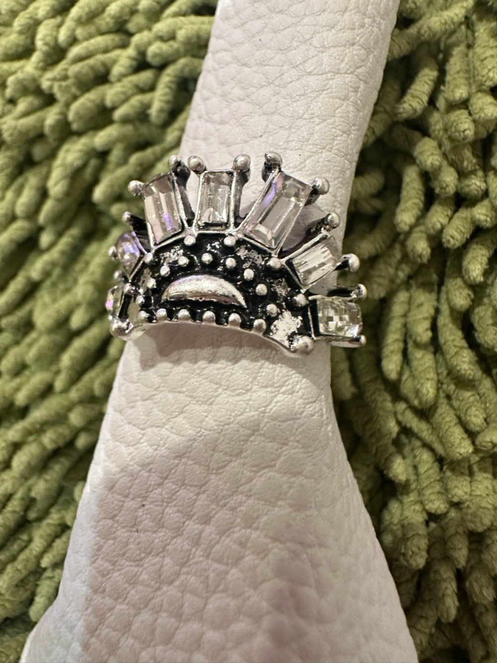 Free People Silver Tone Crystal Boho Rhapsody Stackable Rings - Picture 3 of 5